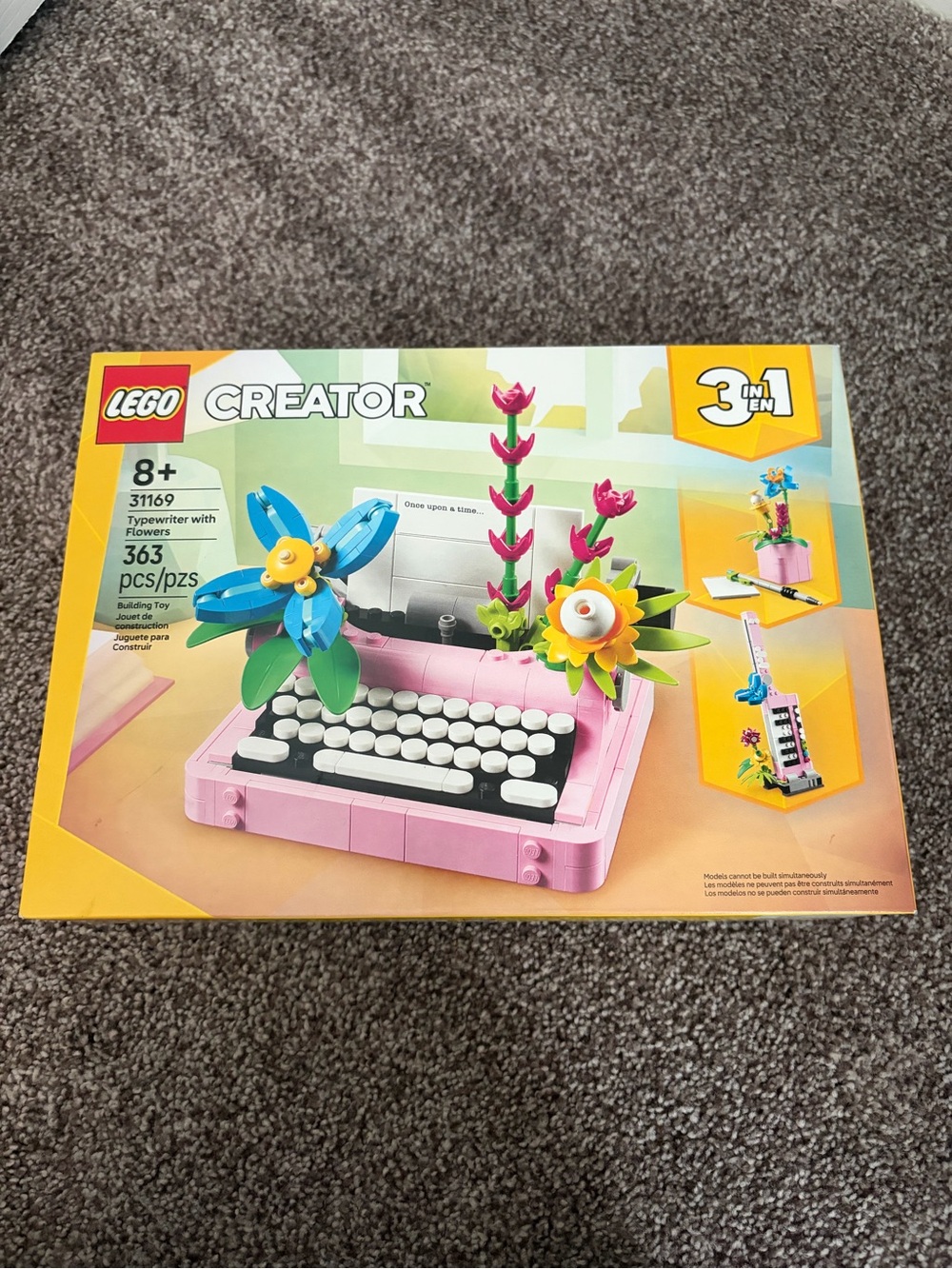 Lego Creator Pink Typewriter with Blue and Yellow Flowers